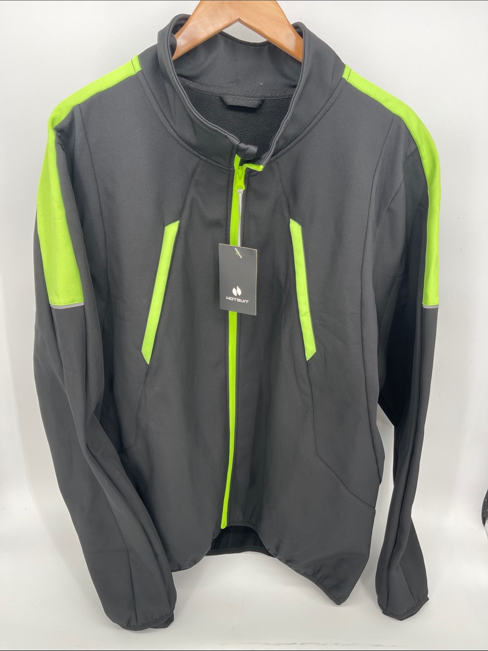 Hotsuit Men’s Athletic Performance Jacket Black/Neon Green Trim 3XL
